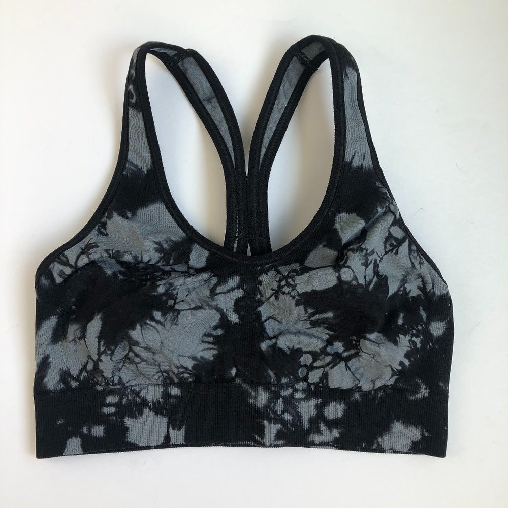Champion Black Tie Dye Infinity Sports Bra Athletic Gym Yoga Workout